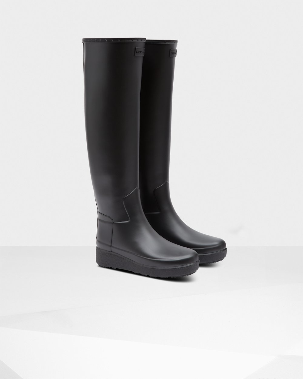 Botas Creeper Hunter Mujer - Refined Slim Fit Knee-High - Negros - GTUORIF-90